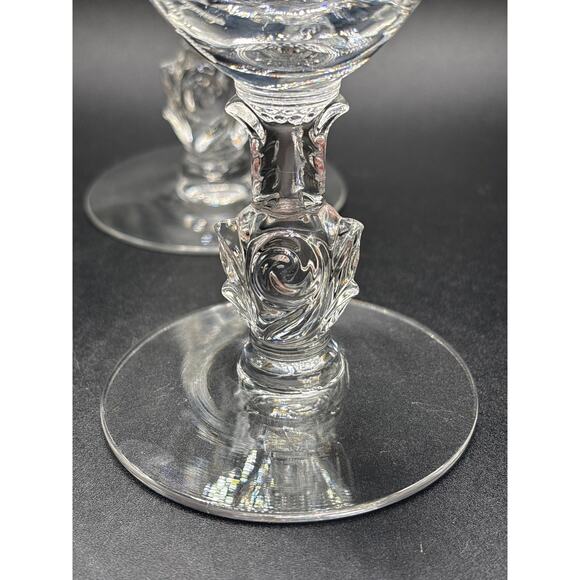 Heisey Waverly Rose Fine crystal Water/Wine Goblets Set of Three Vintage 40s/50s - Picture 4 of 7